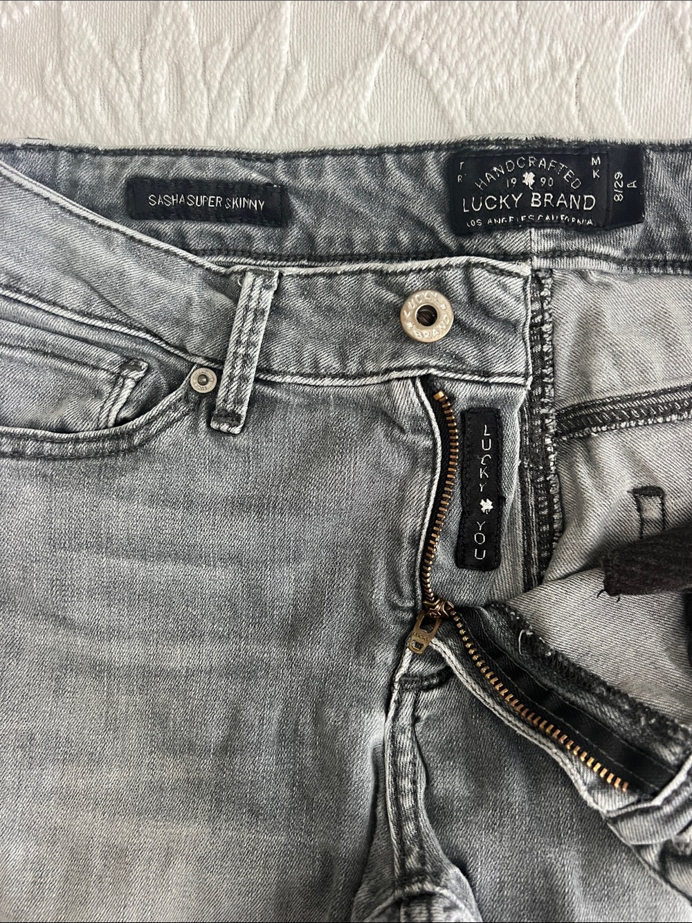 Lucky Brand Sasha Super Skinny Light Gray Denim Jeans 8/29A